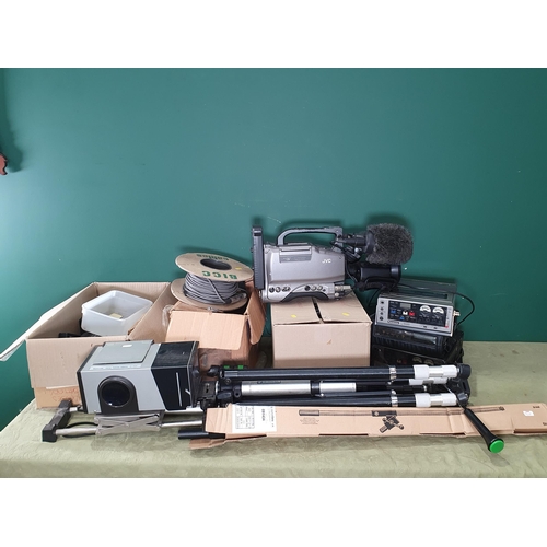 1377 - A JVC GY-DV500 Camcorder, three portable VHS Recorders, Tripods, Panasonic Home Telecine Adaptor, Ca... 