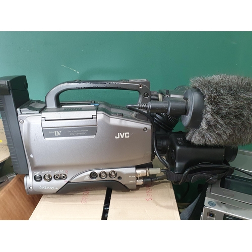 1377 - A JVC GY-DV500 Camcorder, three portable VHS Recorders, Tripods, Panasonic Home Telecine Adaptor, Ca... 