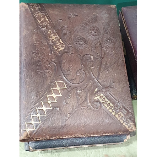 1379 - Eight Victorian leather bound Photo Albums with some photographs, one with musical movement, some A/... 