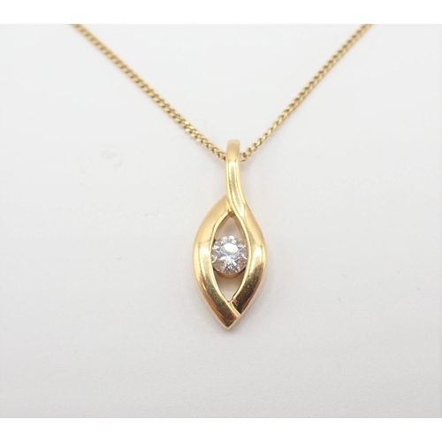 185 - A Diamond single stone Pendant channel-set brilliant-cut stone, estimated 0.25cts, in drop shaped fr... 