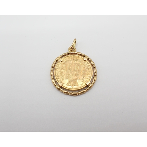 291 - A Victorian young head shield back Sovereign 1872, in pendant mount, approx 11.70gms