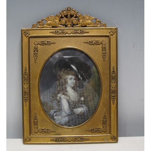 316 - AFTER THOMAS GAINSBOROUGH (1727-1788) Portrait miniature of Lady Georgiana Cavendish, wearing a blue... 