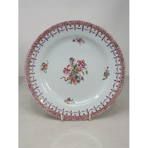 346 - A 19th Century Chinese famille rose lozenge shaped Dish with painted scene of peacocks amongst flowe... 