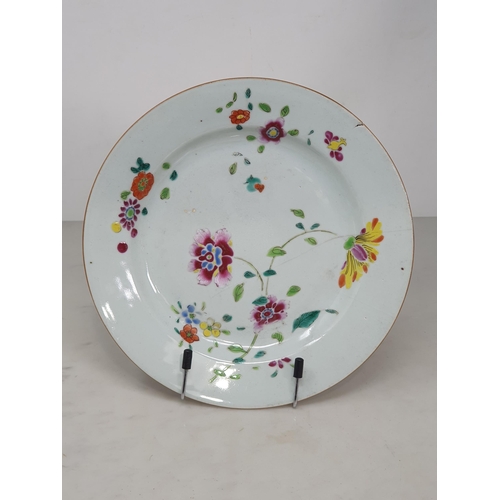 346 - A 19th Century Chinese famille rose lozenge shaped Dish with painted scene of peacocks amongst flowe... 