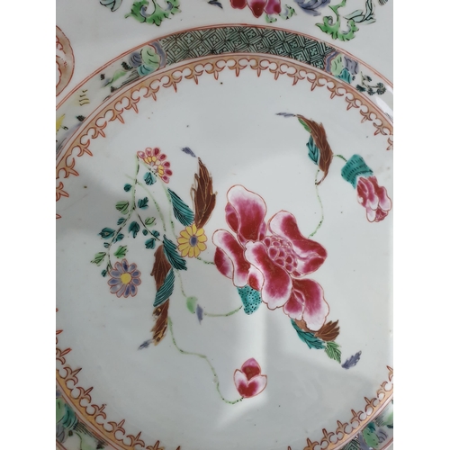 355 - A 19th Century Chinese Charger with floral design within green border surrounded by a frieze of flow... 