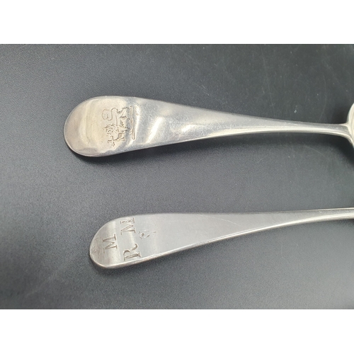 36 - Four George III silver Table Spoons old english pattern engraved initials or crest, London 1781/92/9... 