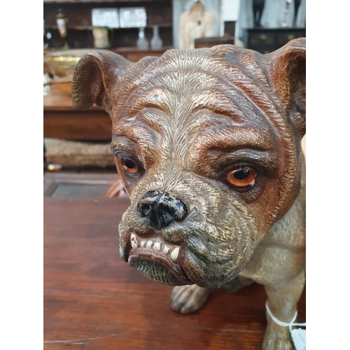 377 - A 19th Century cold painted terracotta model of a seated bulldog, with inset glass eyes 12 1/2in H A... 