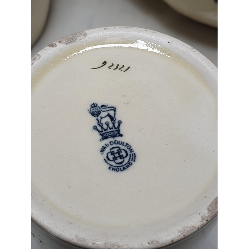 403 - A Royal Doulton Toilet Set, with medallions and ribbon designs, including a Pail and Cover with cane... 