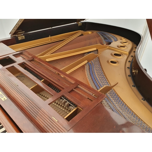 421 - A rosewood Boudoir Grand Piano by Bluther No.72579, raised on reeded turned supports and brass caste... 