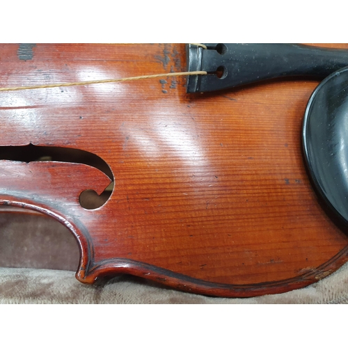 423 - A Nicolas Mathaeu full size Violin with two piece back and including two bows in case