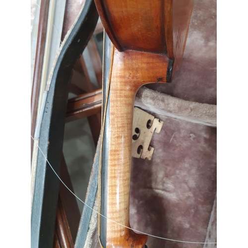 423 - A Nicolas Mathaeu full size Violin with two piece back and including two bows in case