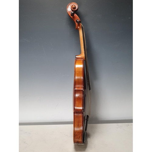 423 - A Nicolas Mathaeu full size Violin with two piece back and including two bows in case