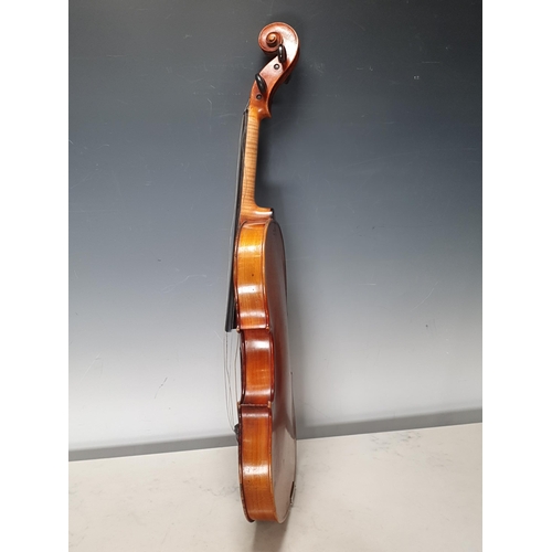 423 - A Nicolas Mathaeu full size Violin with two piece back and including two bows in case