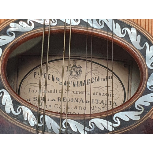 426 - An Italian rosewood and satinwood eight string Mandolin, Vinaccia, Napoli 1889, interior with label ... 