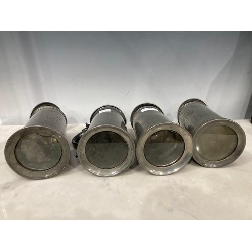 437 - A set of four 19th Century Pewter Rowing Tankards with glass bases for Worcester College dated 1886,... 