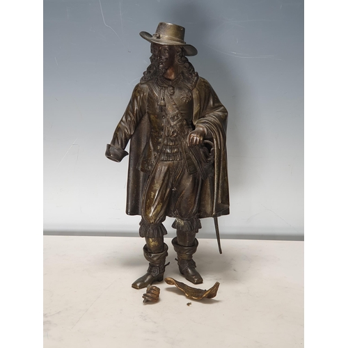 460 - A bronze Statue of a Musketeer, said to be by 'Gustave Dore' (Paris), missing its plinth base, 13in ... 