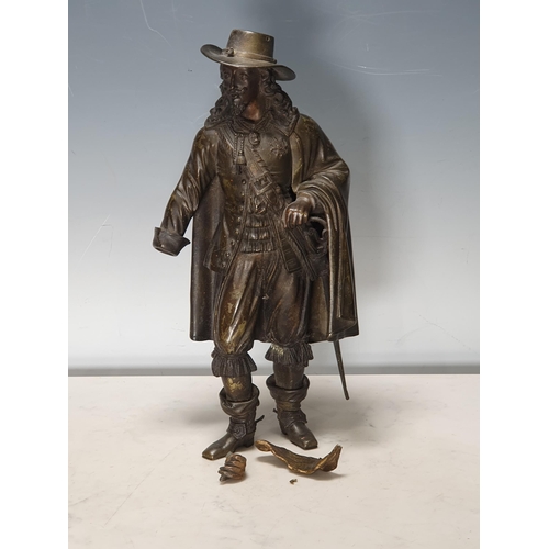 460 - A bronze Statue of a Musketeer, said to be by 'Gustave Dore' (Paris), missing its plinth base, 13in ... 