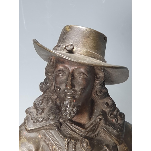 460 - A bronze Statue of a Musketeer, said to be by 'Gustave Dore' (Paris), missing its plinth base, 13in ... 