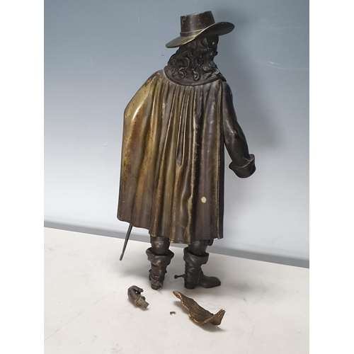 460 - A bronze Statue of a Musketeer, said to be by 'Gustave Dore' (Paris), missing its plinth base, 13in ... 