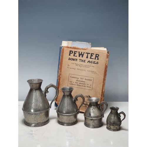 464 - A set of four pewter graduated Haystack Measures stamped Austen & Son of Cork (also with a copy of P... 