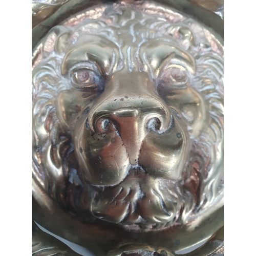 466 - A large brass lion mask Door Knocker,10in