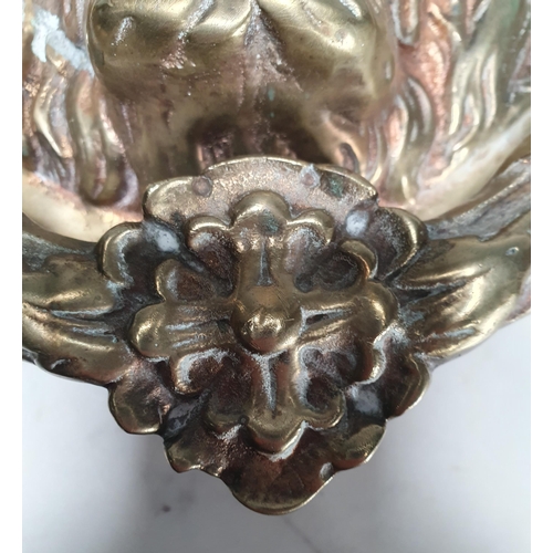 466 - A large brass lion mask Door Knocker,10in