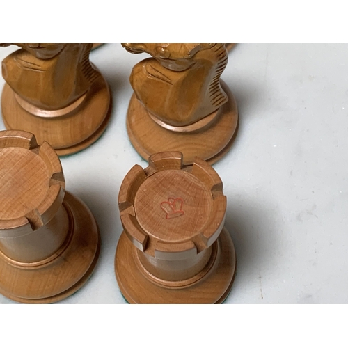 504 - AMENDMENT: A Staunton pattern, possibly by Ayres, boxwood and ebony Chess Set, four pieces marked wi... 