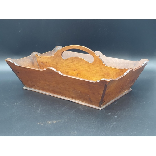 512 - A Georgian fruitwood double Cutlery Tray with shaped edge, 15in L x 5in H