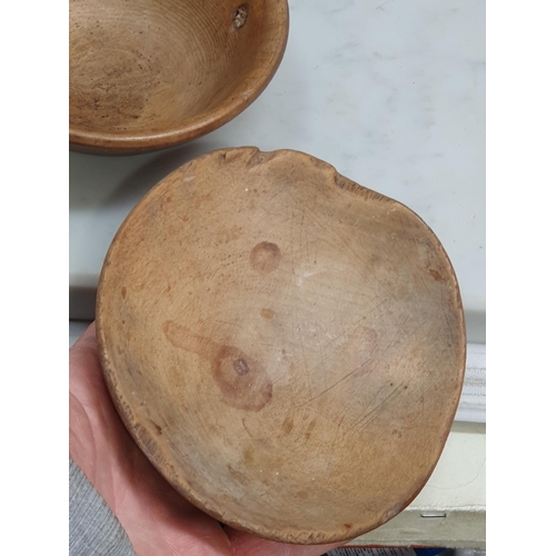 518 - A small collection of Treen Bowls including one with carved inscription 'For Our Daily Bread', anoth... 