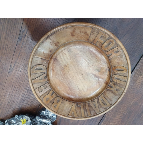 518 - A small collection of Treen Bowls including one with carved inscription 'For Our Daily Bread', anoth... 