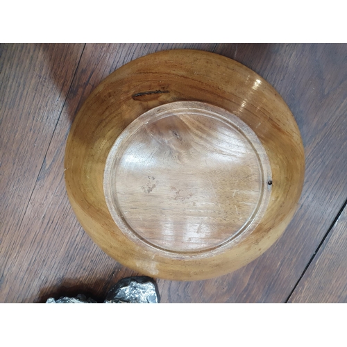 518 - A small collection of Treen Bowls including one with carved inscription 'For Our Daily Bread', anoth... 