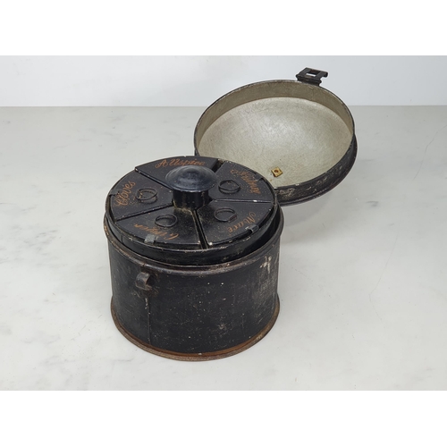 519 - A 19th Century Toleware two-tier Spice Tin with Nutmeg Grater and ten inner Spice Tins including 'Nu... 