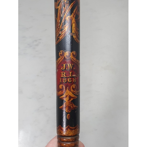 535 - A Victorian painted Policeman's Truncheon with gilt crown decoration bearing 'J.W.R.L. 1868'