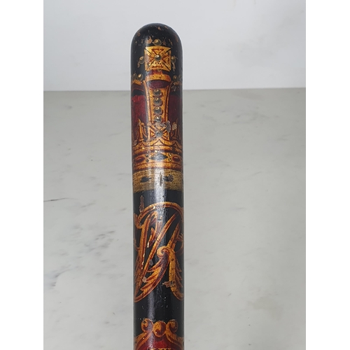 535 - A Victorian painted Policeman's Truncheon with gilt crown decoration bearing 'J.W.R.L. 1868'