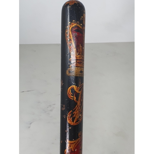 535 - A Victorian painted Policeman's Truncheon with gilt crown decoration bearing 'J.W.R.L. 1868'