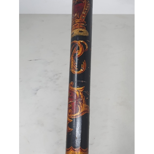 535 - A Victorian painted Policeman's Truncheon with gilt crown decoration bearing 'J.W.R.L. 1868'