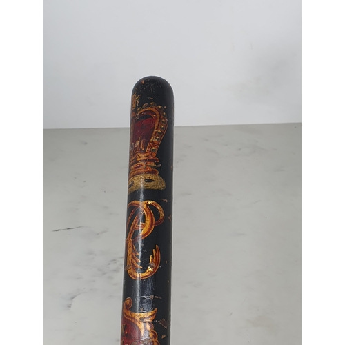 535 - A Victorian painted Policeman's Truncheon with gilt crown decoration bearing 'J.W.R.L. 1868'