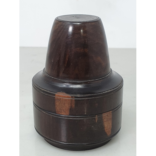 536 - A collection of treen including a ribbed Barrel enclosing Inkwell, four assorted turned treen contai... 