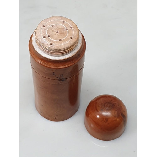 538 - A collection of assorted treen Containers including a boxwood Glove Powderer, a treen domed top Sift... 