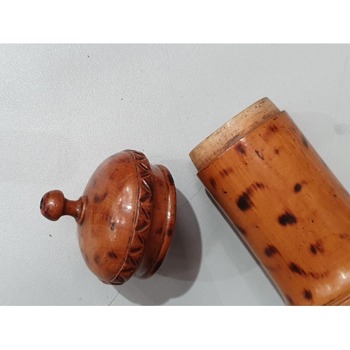 538 - A collection of assorted treen Containers including a boxwood Glove Powderer, a treen domed top Sift... 