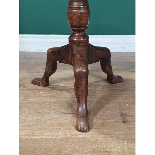 742 - A 19th Century mahogany Manx tripod Table with dish top and turned stem, 14in D