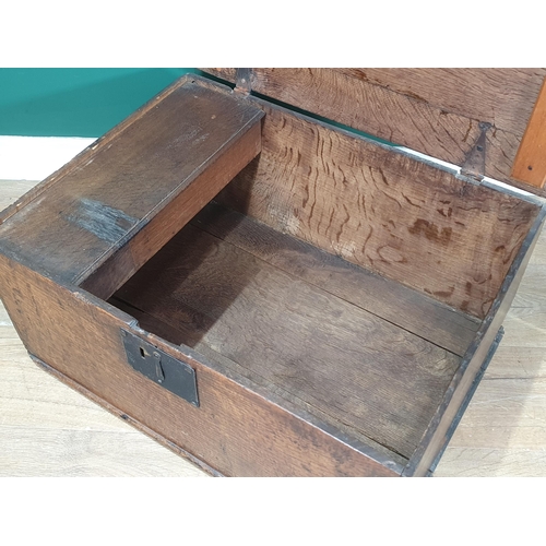 745 - An antique oak Bible Box with hinged cover and enclosing an candle box, 2ft 2in W (R5)