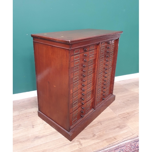 752 - A 19th Century mahogany Entomology Collector's Chest of thirty drawers, 3ft 7in High x 3ft 6in Wide ... 