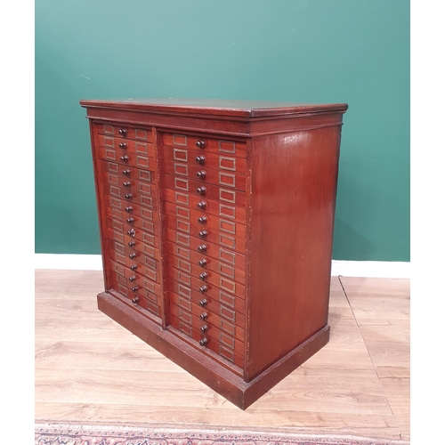 752 - A 19th Century mahogany Entomology Collector's Chest of thirty drawers, 3ft 7in High x 3ft 6in Wide ... 