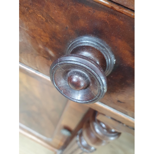 773 - A William IV mahogany Breakfront Pedestal Sideboard, fitted three drawers above two cupboards flanke... 