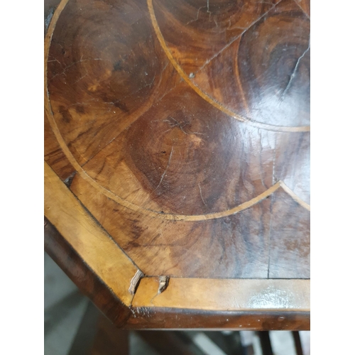 779 - An 18th Century oyster veneer Candle Stand with octagonal top with satinwood crossbanding and string... 