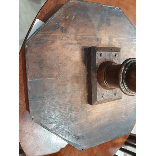 779 - An 18th Century oyster veneer Candle Stand with octagonal top with satinwood crossbanding and string... 