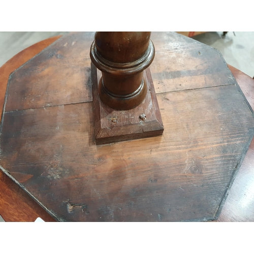 779 - An 18th Century oyster veneer Candle Stand with octagonal top with satinwood crossbanding and string... 