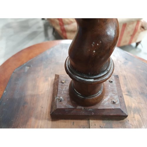 779 - An 18th Century oyster veneer Candle Stand with octagonal top with satinwood crossbanding and string... 