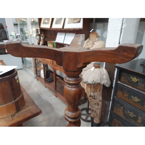 779 - An 18th Century oyster veneer Candle Stand with octagonal top with satinwood crossbanding and string... 